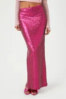 Women's Sequin Maxi Skirt in Hot Pink, XS