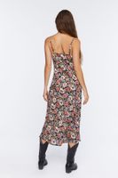 Women's Floral Print Cami Midi Dress in Black Small