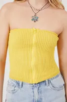 Women's Sweater-Knit Zip-Up Tube Top