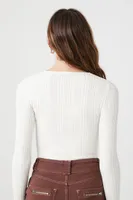 Women's Cropped Rib-Knit Sweater in Vanilla Small