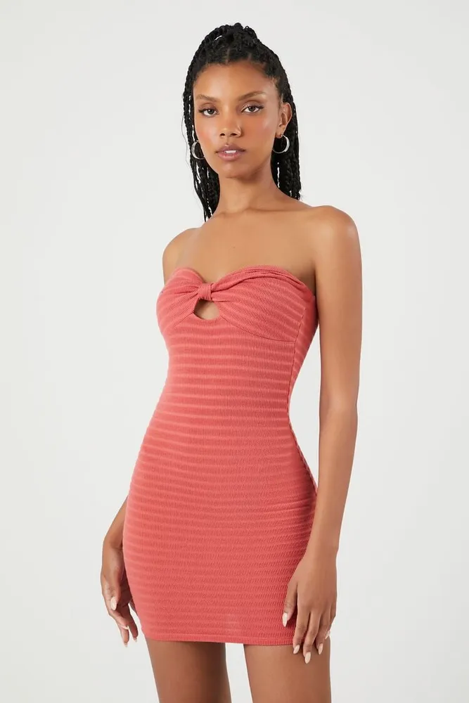 Women's Striped Tube Mini Dress in Rose Medium