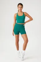 Women's Crisscross Back Longline Sports Bra in Dynasty Green Small