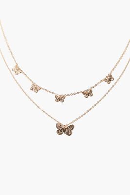 Women's Butterfly Charm Layered Necklace in Gold