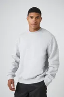 Men Cotton-Blend Crew Neck Pullover in Heather Grey, XXL