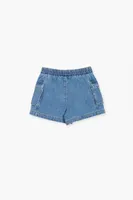 Girls Denim Cargo Shorts (Kids) in Light Denim, 11/12