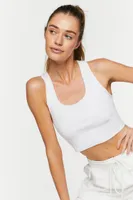 Women's Active Racerback Cropped Tank Top in White Small