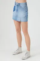 Women's Denim Shadow Pocket Mini Skirt Medium