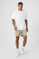 Men Corduroy Drawstring Shorts in Taupe, XXL