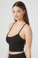 Women's Textured Lace-Back Cropped Cami Black