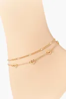 Women's Layered Heart Charm Anklet in Gold