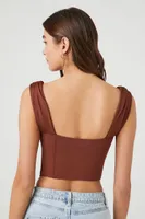 Women's Drawstring Cropped Tank Top in Cappuccino Small