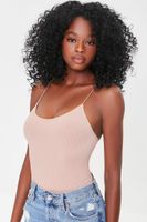 Women's Seamless Ribbed Bodysuit in Taupe Medium