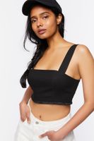 Women's Square-Neck Crop Top in Black Large