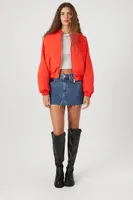 Women's Cropped Bomber Jacket in Red Medium