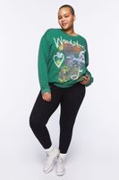 Women's Woodstock Graphic Pullover in Green/Mint, 1X