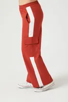 Women's Twill Side-Striped Cargo Pants Red/White,