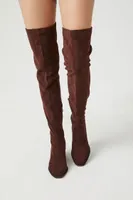 Women's Faux Suede Over-the-Knee Boots Brown,