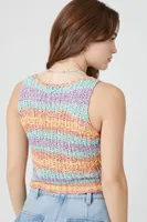 Women's Striped Sweater-Knit Crop Top in Orange Medium