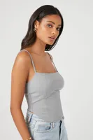 Women's Curved-Hem Bustier Cami in Harbor Grey Small