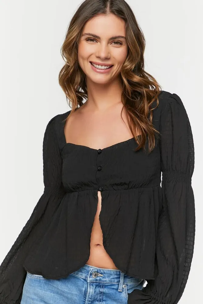 Women's Marie-Sleeve Split-Front Top