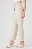 Women's High-Rise Straight-Leg Trousers in Khaki, XL