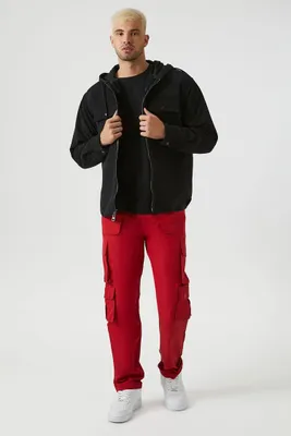 Men Drawstring Cargo Joggers Ruby