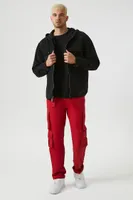 Men Drawstring Cargo Joggers Ruby