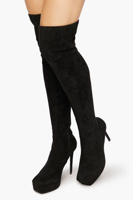 Women's Over-the-Knee Stiletto Platform Boots Black,