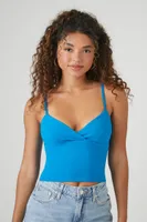 Women's Surplice Cropped Cami in Ibiza Blue, XL