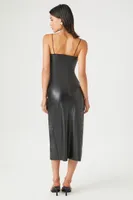 Women's Faux Leather Bodycon Slit Dress Black