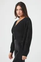 Women's Cropped Cardigan Sweater in Black Medium