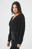 Women's Cropped Cardigan Sweater in Black, XS