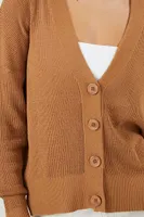 Women's V-Neck Cardigan Sweater in Camel Small