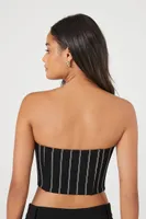 Women's Striped Bustier Tube Top in Black/Grey Medium