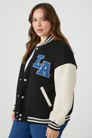 Women's Los Angeles Varsity Jacket in Black, 3X