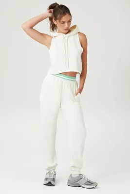 Women's Active Contrast French Terry Joggers in Cream/Mint Small