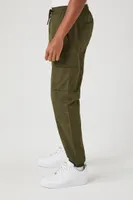 Men Drawstring Cargo Joggers in Olive, XL