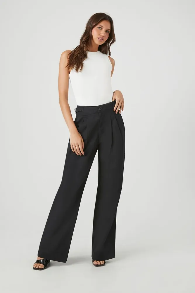 Forever 21 Women's High-Rise Wide-Leg Pants in Black, XS