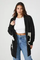 Women's Horse Cardigan Sweater in Black/White Small