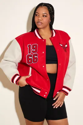 Women's Chicago Bulls Letterman Jacket in Red/Cream, 3X