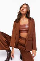 Women's Satin Single-Breasted Blazer in Light Brown Medium