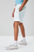 Men Checkered Drawstring Sweatshorts in Mint/White Large