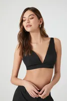 Women's Plunging Nylon Bralette in Black, XL