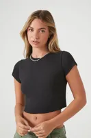 Women's Cropped Rib-Knit T-Shirt