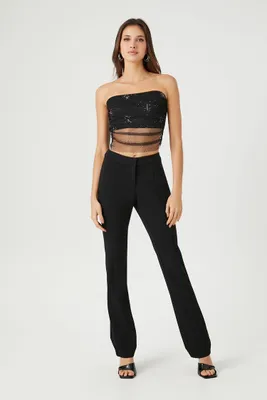 Women's Low-Rise Straight-Leg Pants in Black Medium