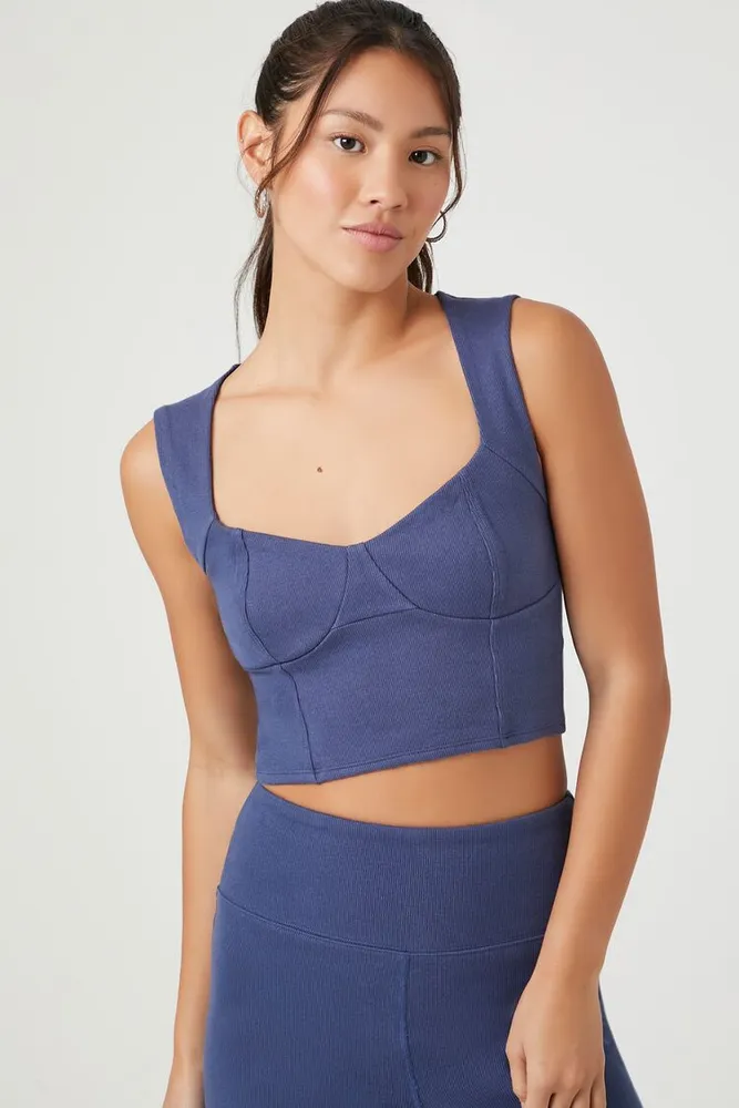 Forever 21 Women's Active Corset Crop Top Navy