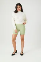 Women's Cotton-Blend Biker Shorts Lily Pad