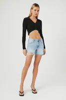 Women's Cropped Cardigan Sweater in Black Large