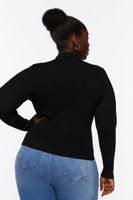 Women's Mock Neck Sweater Top in Black, 0X