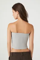 Women's Ribbed Knit Tube Top in Silver Small